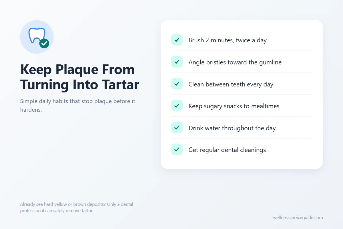 Checklist of daily habits that help keep plaque from turning into tartar